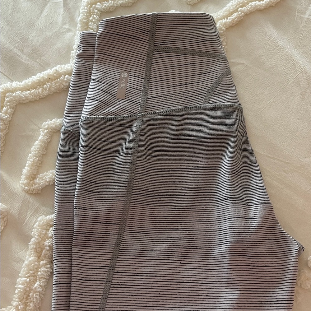 Zella Pink and Black Striped Leggings